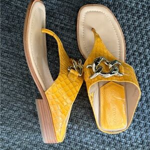 Donald J. Pliner Yellow Croc-Embossed Sandals